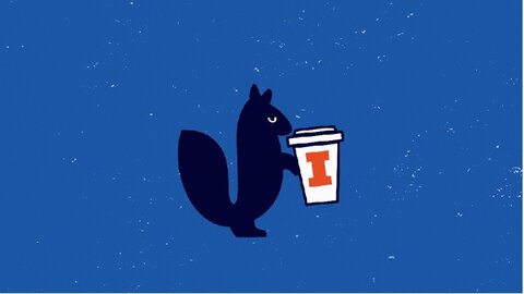 squirrel with coffee illustration